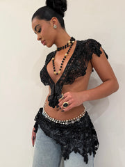 Black Moody Two-Piece Beaded Set - BERNA PECI JEWELRY