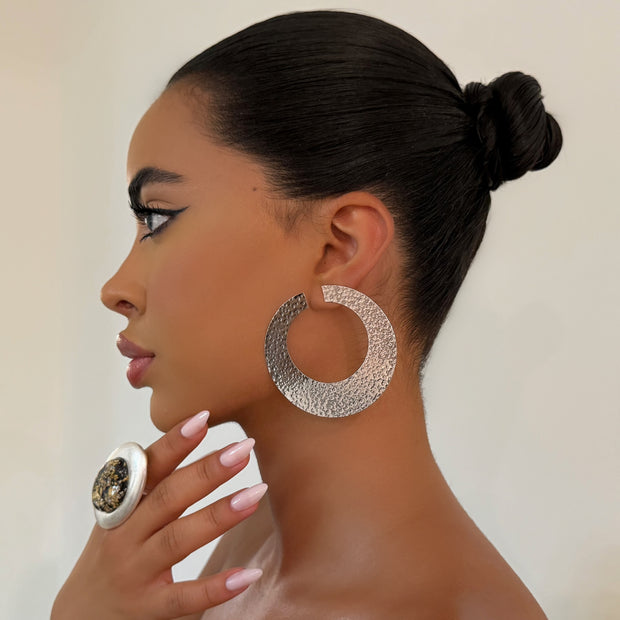 The Silver 3D Loop Hoop - BERNA PECI JEWELRY