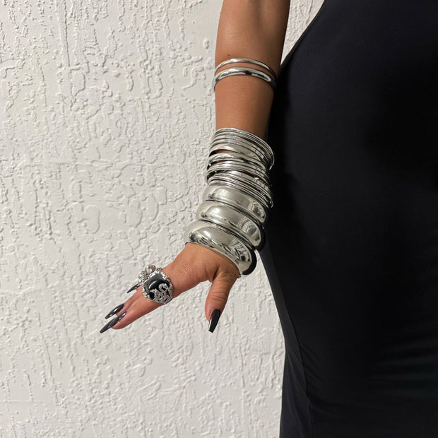 3 Set Chrome Bangle Set - BERNA PECI JEWELRY