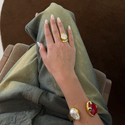 The Pearl Melting Gold Ring - BERNA PECI JEWELRY
