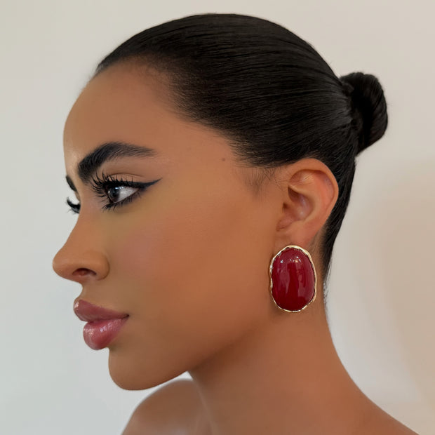 The Maroon Dot Stud - BERNA PECI JEWELRY