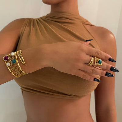 The Maroon Gold Swirl Set - BERNA PECI JEWELRY