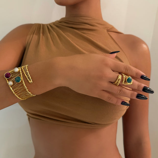 The Maroon Gold Swirl Set - BERNA PECI JEWELRY
