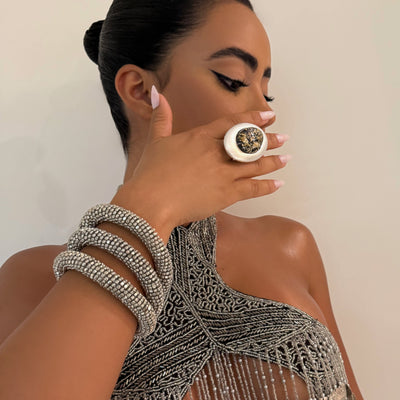 The Silver Beaded Bangle - BERNA PECI JEWELRY