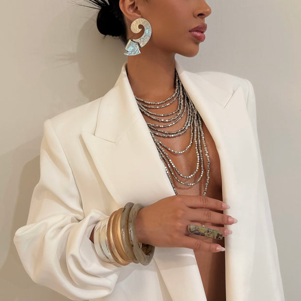 The Chrome Layered Beaded Necklace - BERNA PECI JEWELRY