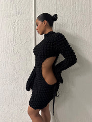 The Textured Black Dress - BERNA PECI JEWELRY