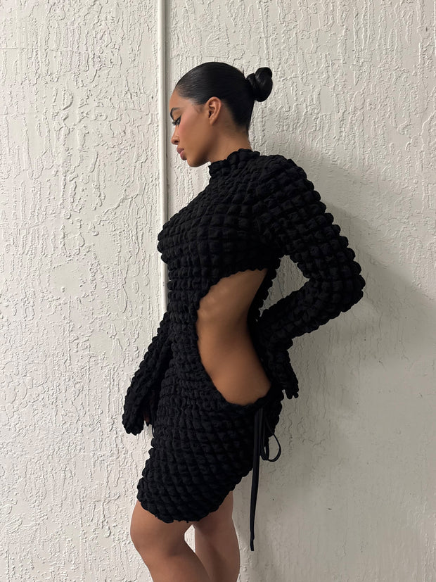 The Textured Black Dress - BERNA PECI JEWELRY