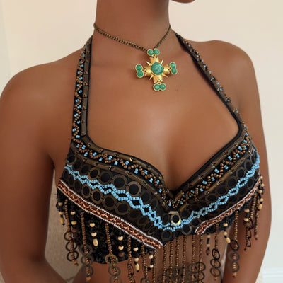 The Gold/Green Cross Necklace - BERNA PECI JEWELRY