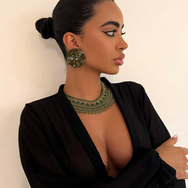 The Hand Beaded Green Necklace - BERNA PECI JEWELRY