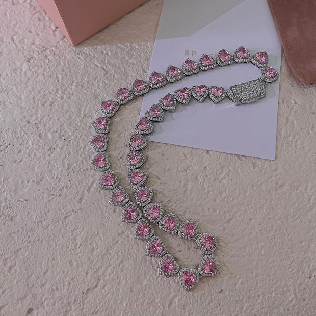 The Heart You Pink Tennis Chain - BERNA PECI JEWELRY