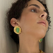90s Chunky Green Tone Earring - BERNA PECI JEWELRY