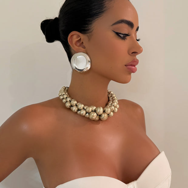 The Silver Beaded Choker - BERNA PECI JEWELRY
