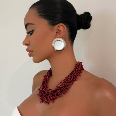 The Red Hand Beaded Necklace - BERNA PECI JEWELRY