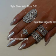Right Silver Multi Stone Cuff - BERNA PECI JEWELRY