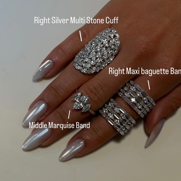 Right Silver Multi Stone Cuff - BERNA PECI JEWELRY
