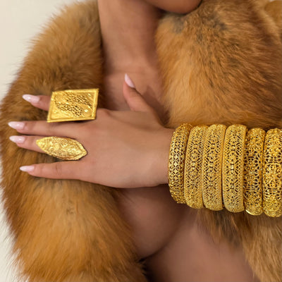 The Gold Chunky Bangle - BERNA PECI JEWELRY
