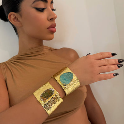 The Crystal Gold Cuff - BERNA PECI JEWELRY