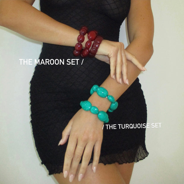 The Beaded Maroon Or Turquoise Set - BERNA PECI JEWELRY