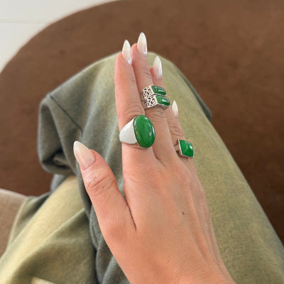 The Chrome Jade Rings - BERNA PECI JEWELRY