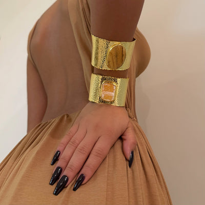 The Brown Tone Crystal Cuffs - BERNA PECI JEWELRY