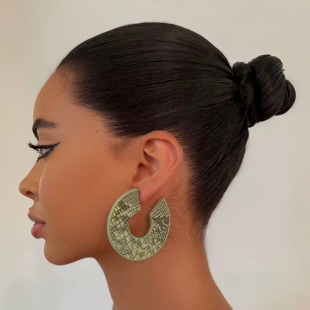 The Olive Leather Hoop - BERNA PECI JEWELRY