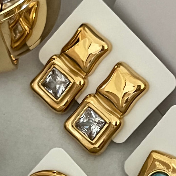 The Crystal Gem Gold Earring - BERNA PECI JEWELRY
