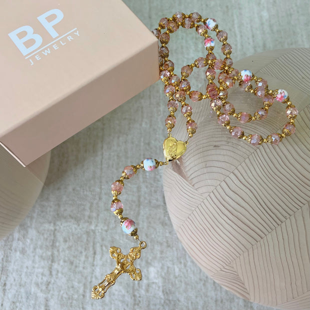 Pink Summer In Italy Locket Rosary - BERNA PECI JEWELRY