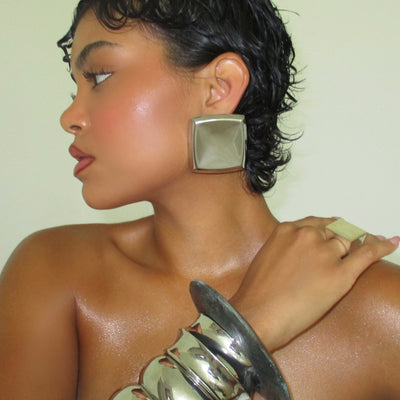 The Medium Silver Square Earrings - BERNA PECI JEWELRY