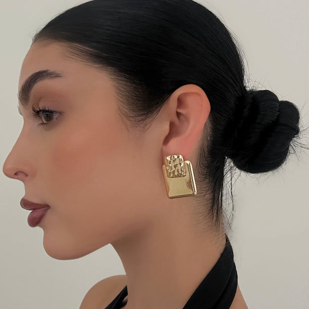 The Gold Square Earring - BERNA PECI JEWELRY