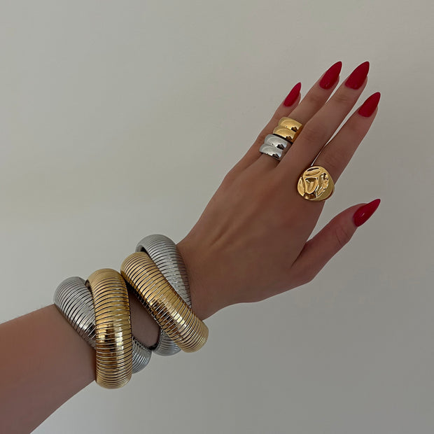 The Chunky Two Toned Twist Bangle - BERNA PECI JEWELRY