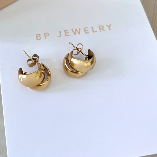 Mini Double Cuff Gold Hoop - BERNA PECI JEWELRY