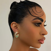 The Gold Princess Cut Emerald Hoop - BERNA PECI JEWELRY