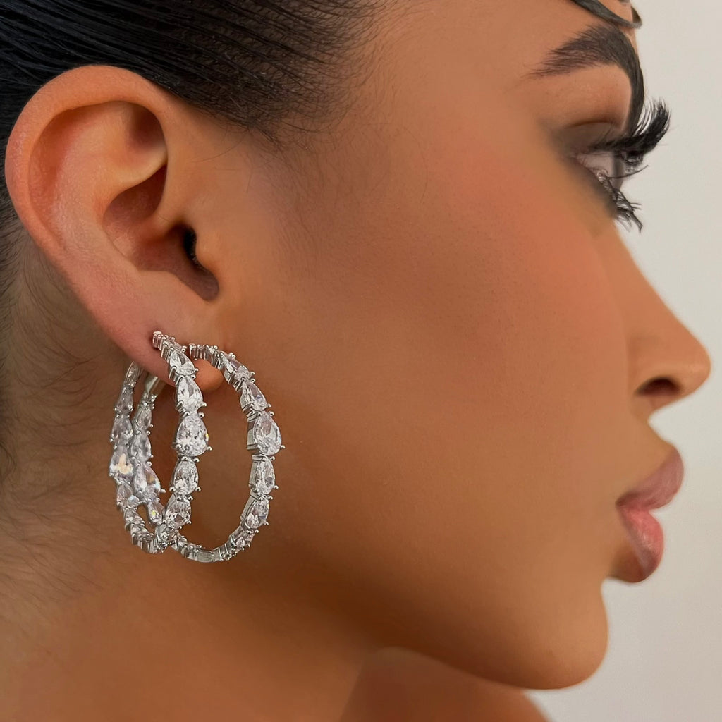 The 925 Crystal Pear Hoops – BP