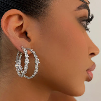 The 925 Crystal Pear Hoops - BERNA PECI JEWELRY