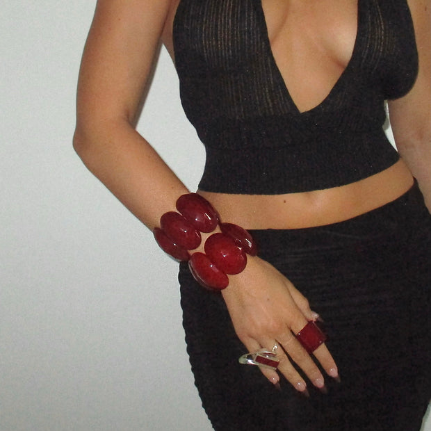 The Maroon Oval Bangle - BERNA PECI JEWELRY