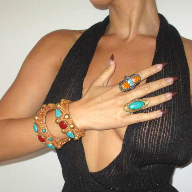 The 18k Plated Custom Gem Bangles - BERNA PECI JEWELRY