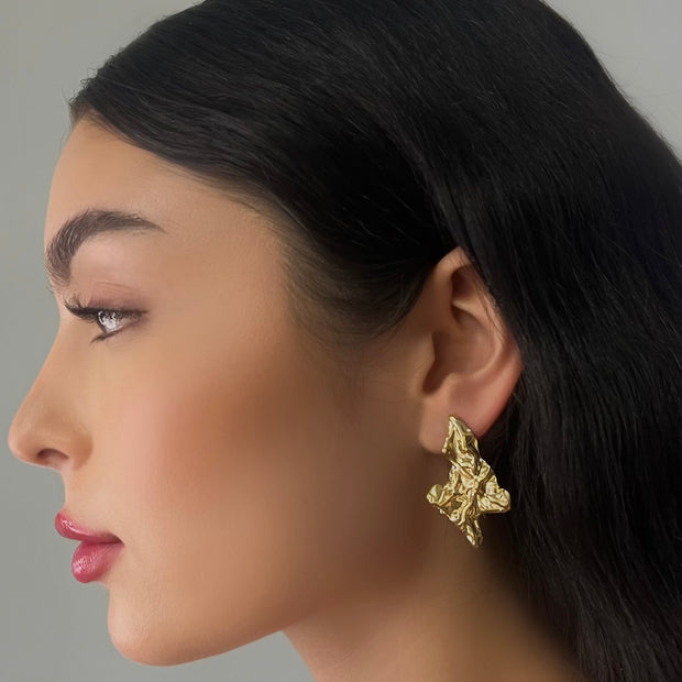 The Gold Retro Earrings - BERNA PECI JEWELRY