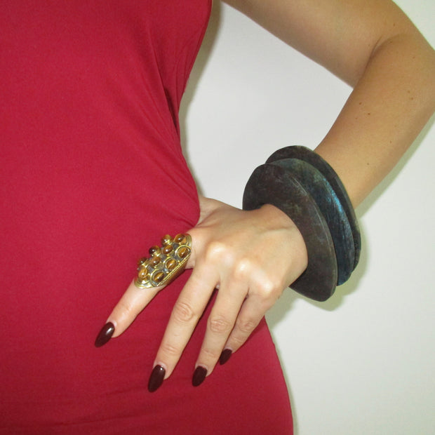 The Maxi Blue Tone Wooden Bangle - BERNA PECI JEWELRY