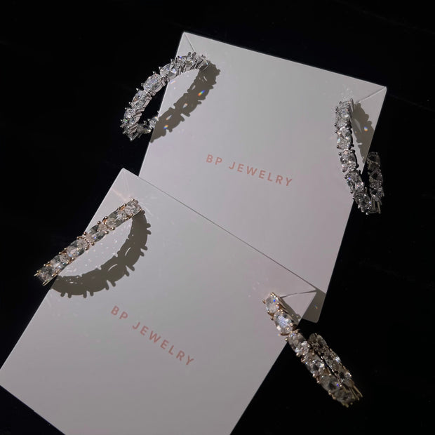 The 925 Half Crystal Hoop - BERNA PECI JEWELRY