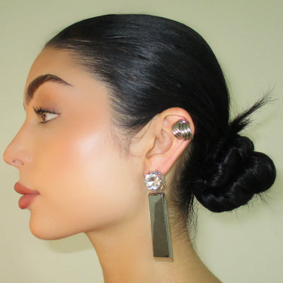 The Crystal Silver Bar Earrings - BERNA PECI JEWELRY
