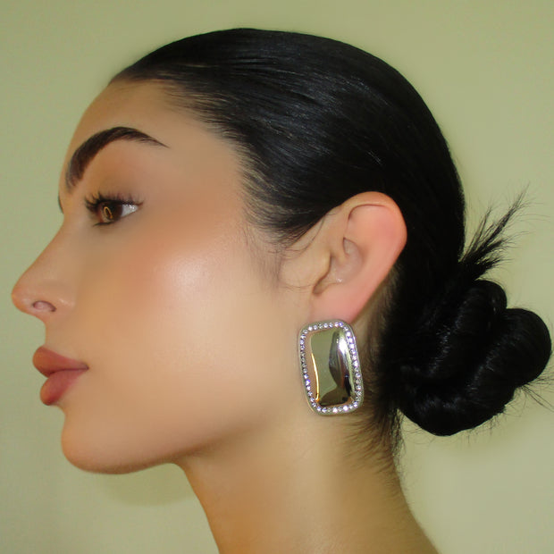 The Silver Crystal Square Earrings - BERNA PECI JEWELRY