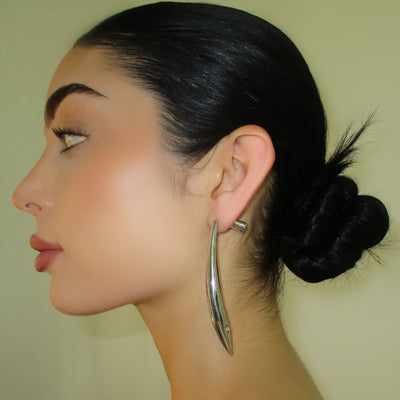 The Silver 3D Bar Earrings - BERNA PECI JEWELRY