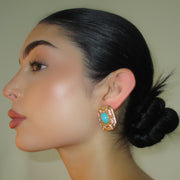 The Square Turqoise Studs - BERNA PECI JEWELRY