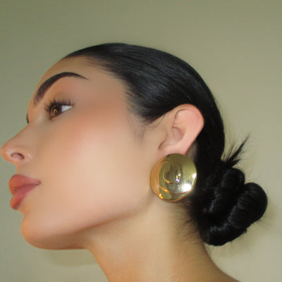 The Gold Circular Swirl Studs - BERNA PECI JEWELRY