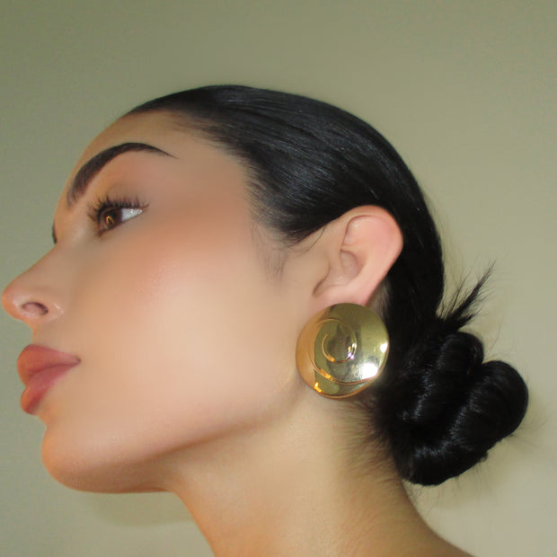 The Gold Circular Swirl Studs - BERNA PECI JEWELRY