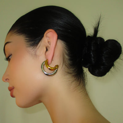 The Two Tone Double Hoops - BERNA PECI JEWELRY