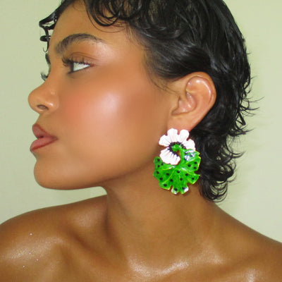The Green/Pink Flower Cluster Earrings - BERNA PECI JEWELRY