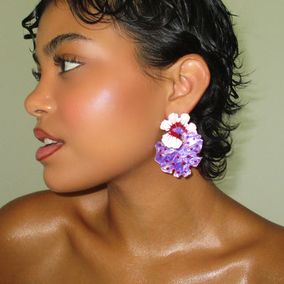 The Purple/Pink Cluster Flower Earrings - BERNA PECI JEWELRY