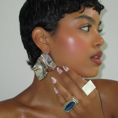 The Jumbo Chrome Wrinkle Earrings - BERNA PECI JEWELRY