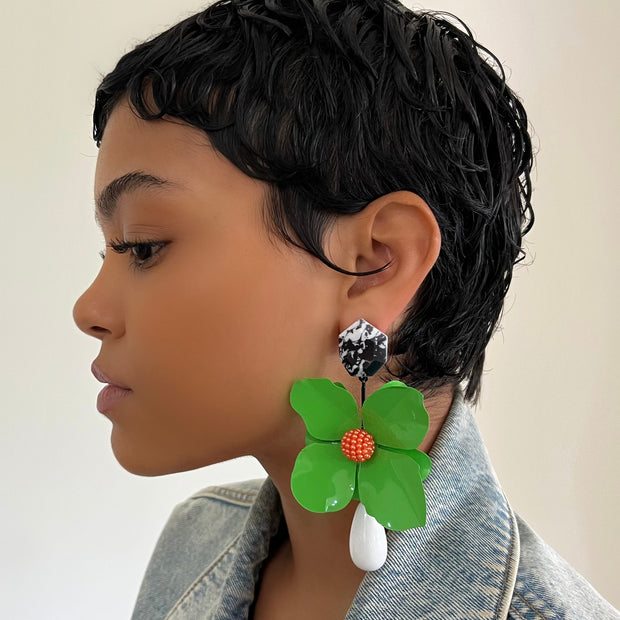 The Green Floral Earrings - BERNA PECI JEWELRY